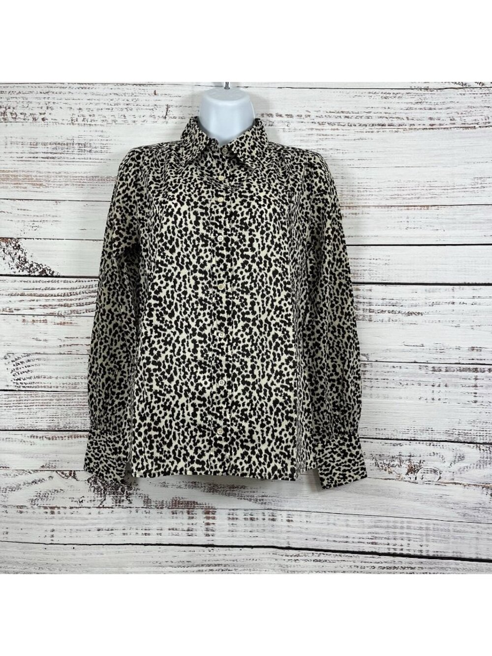 J. Crew Brown Leaf Print Button Front Long Sleeve Shirt